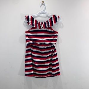 Red white and blue horizontal striped sundress.
